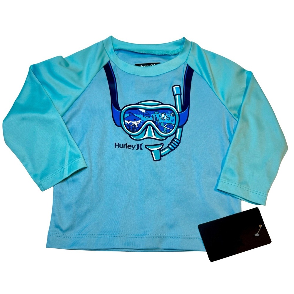 Hurley Baby Boys Swim Shirt Size 12M Toddler Long Sleeve Rash Guard UPF 50+ Blue